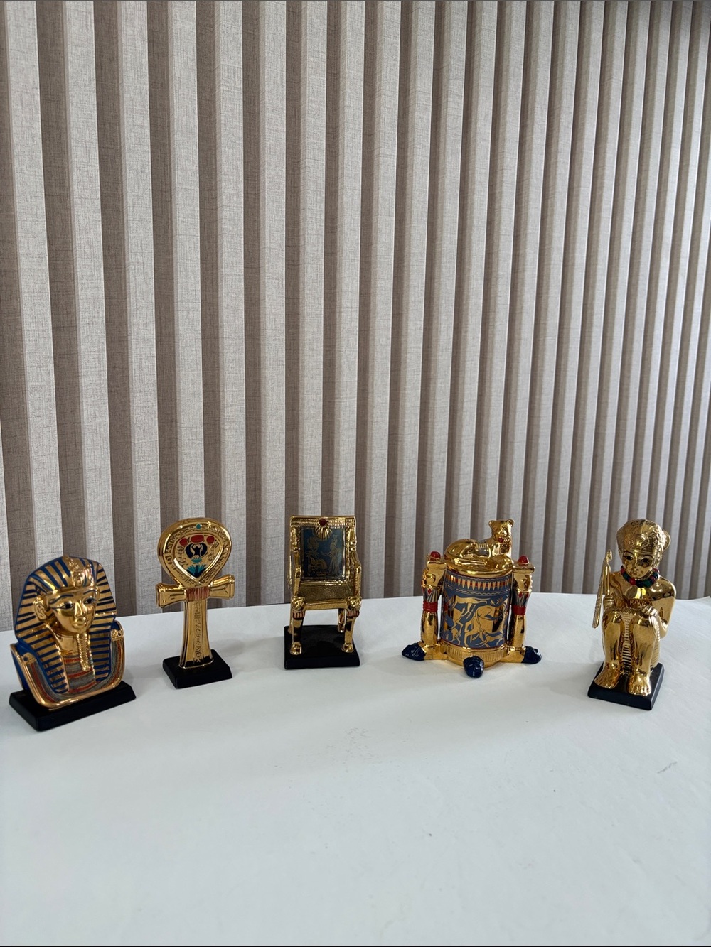 Egyptian Decorative Gold Figurine Set - 5 Piece